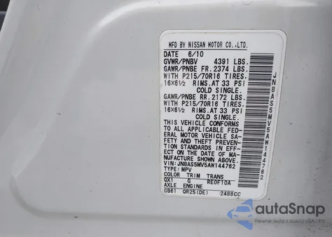 2010 Nissan Rogue S from USA, damaged, VIN JN8AS5MV5AW144762